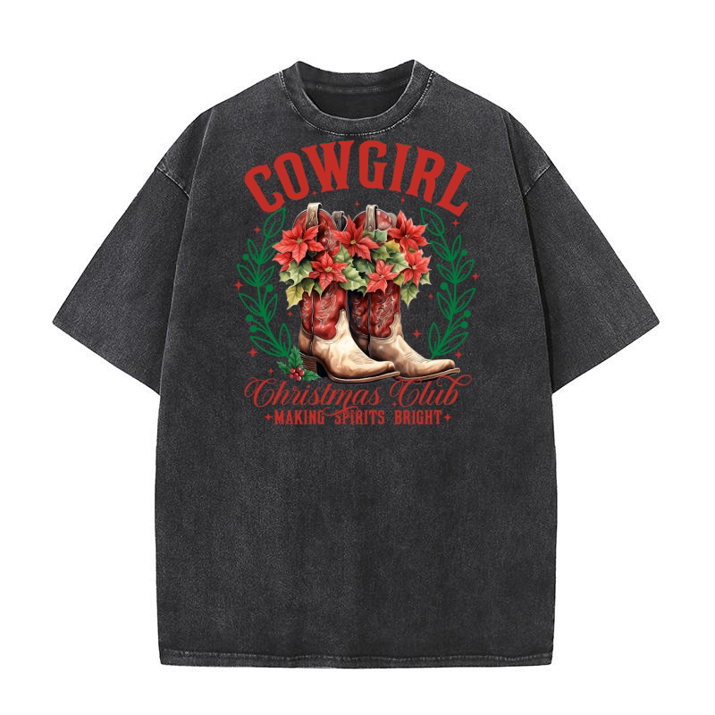 cowgirl Christmas club Making Spirits Bright Washed T-Shirt