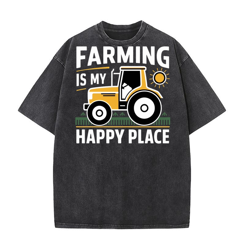 Farming is My Happy Place (2) Washed T-Shirt