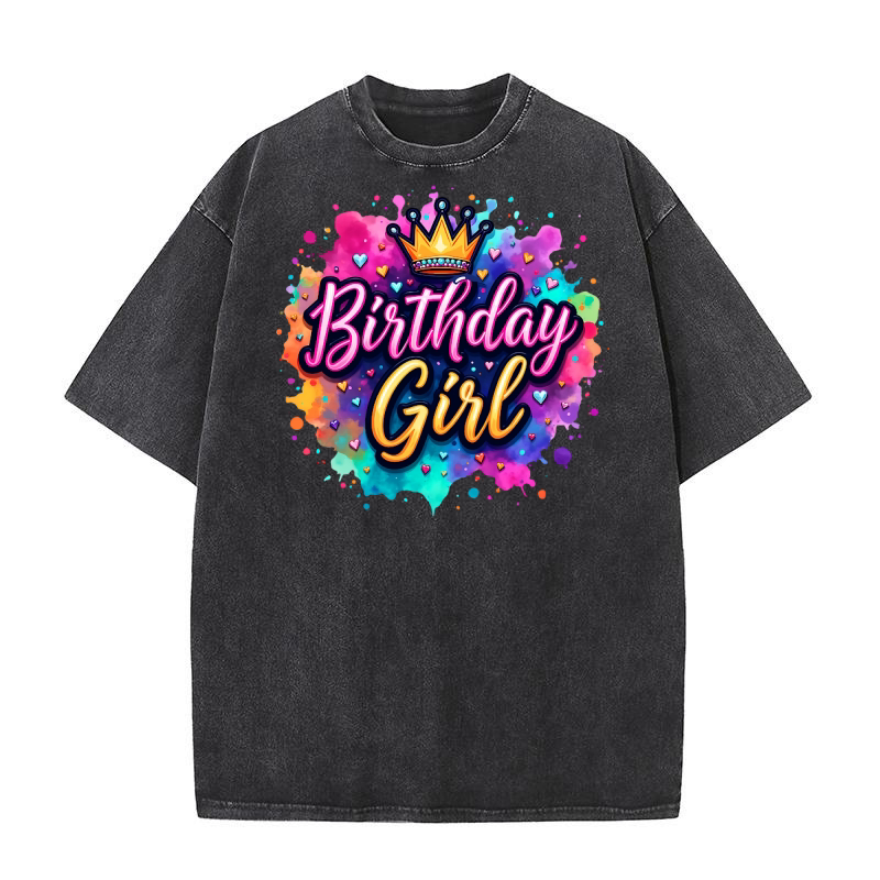 Happy Birthday Girl 3 Washed T-Shirt