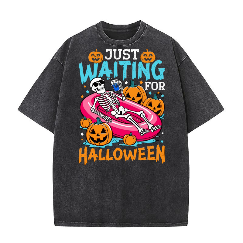 Just Waiting For Halloween Washed T-Shirt