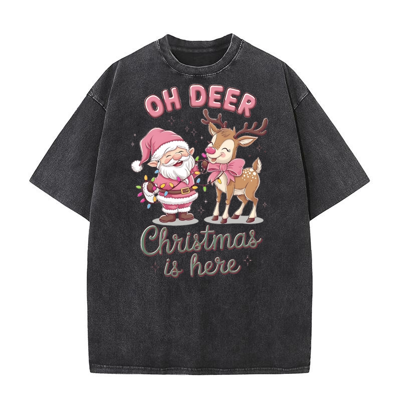 Oh deer christmas is here 03 Washed T-Shirt