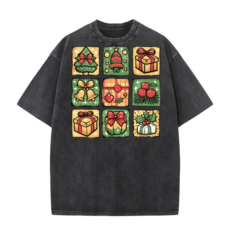 Retro Christmas Gingerbread Santa 2 Washed T-Shirt