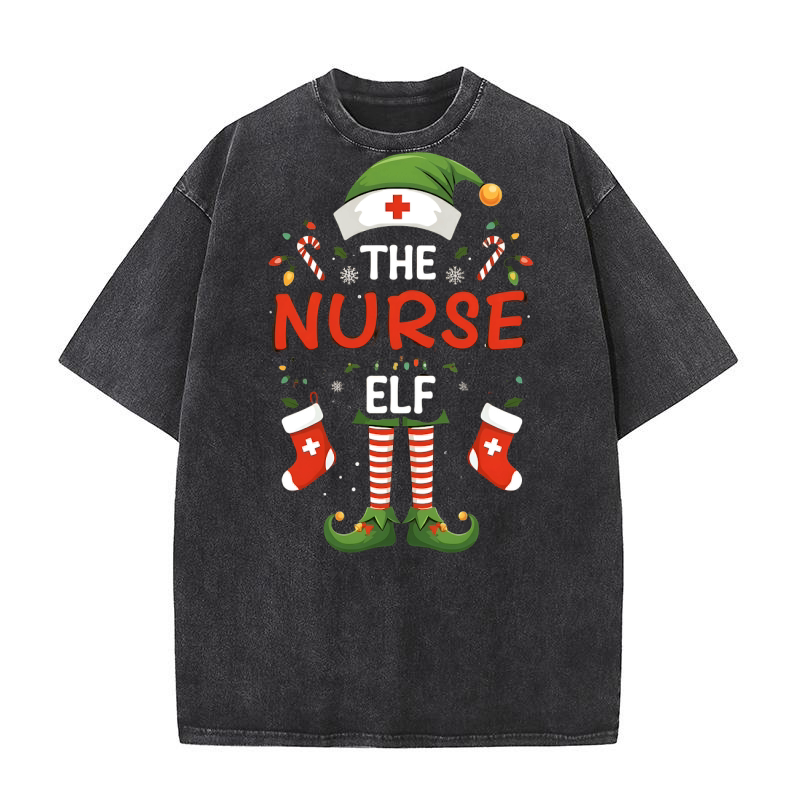 The Nurse Elf 5 Washed T-Shirt