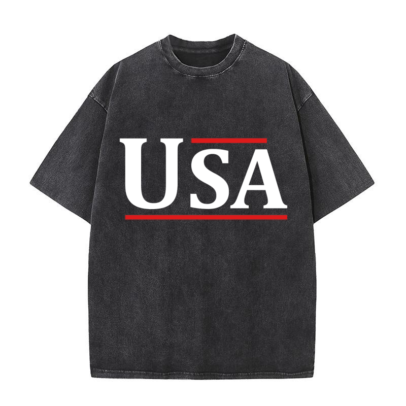 Usa text patriotic Washed T-Shirt