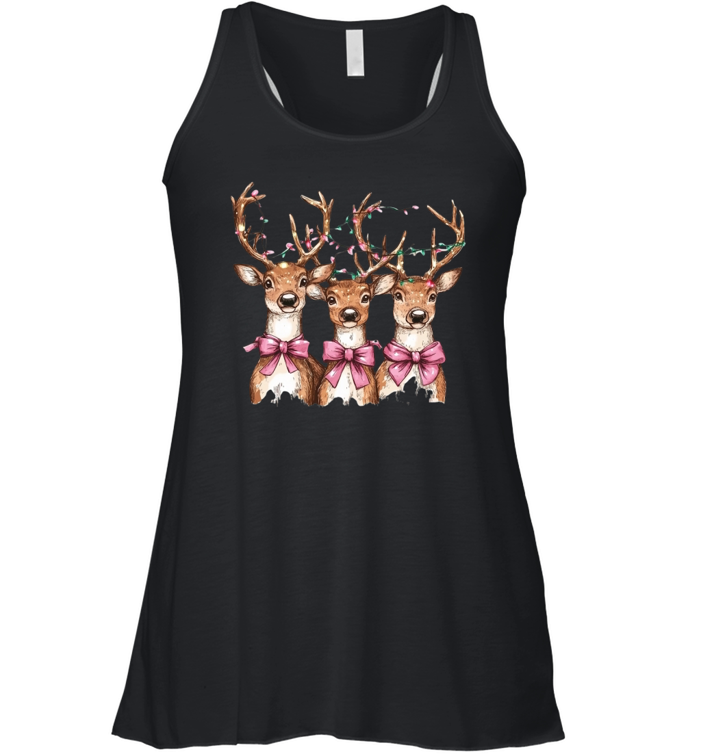 Christmas Deer Pink Coquette 02 Women's Flowy Tank Top