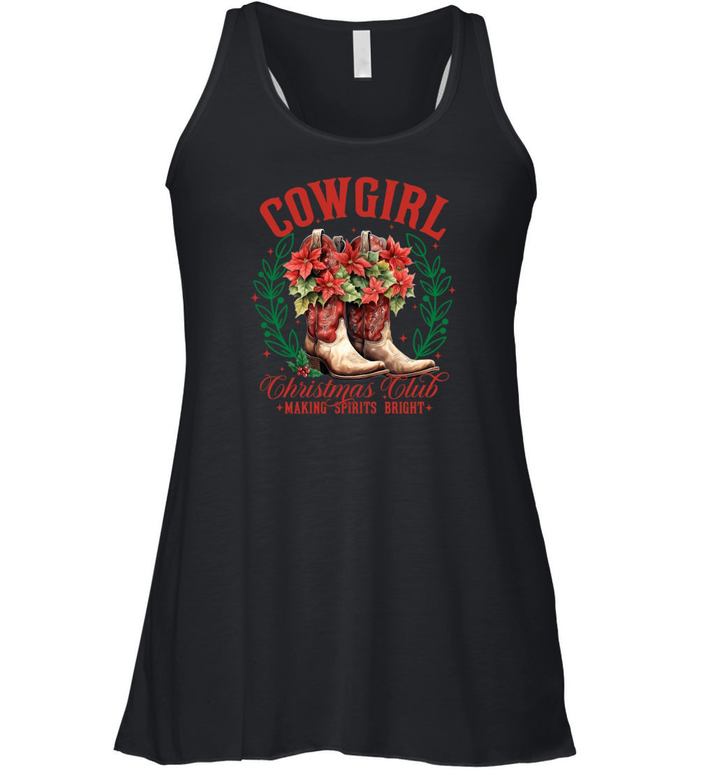 cowgirl Christmas club Making Spirits Bright Women's Flowy Tank Top