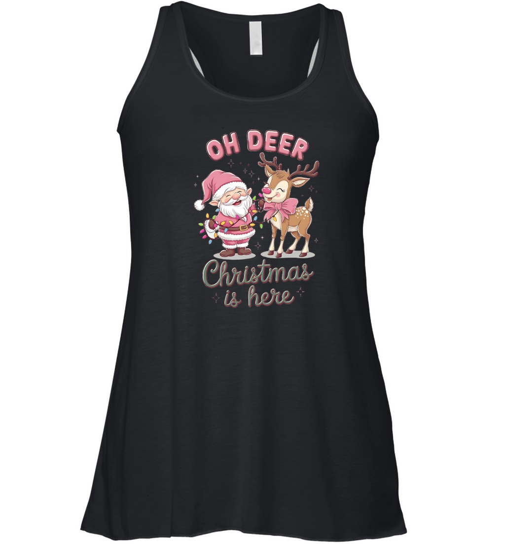 Oh deer christmas is here 03 Women's Flowy Tank Top