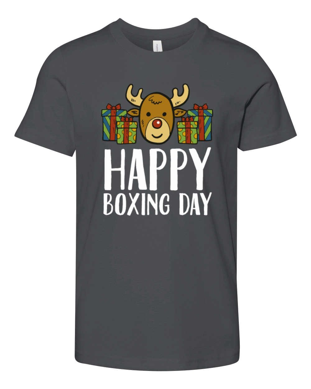 Happy Boxing Day Reindeer Presents Christmas Box Youth Unisex Jersey Tee