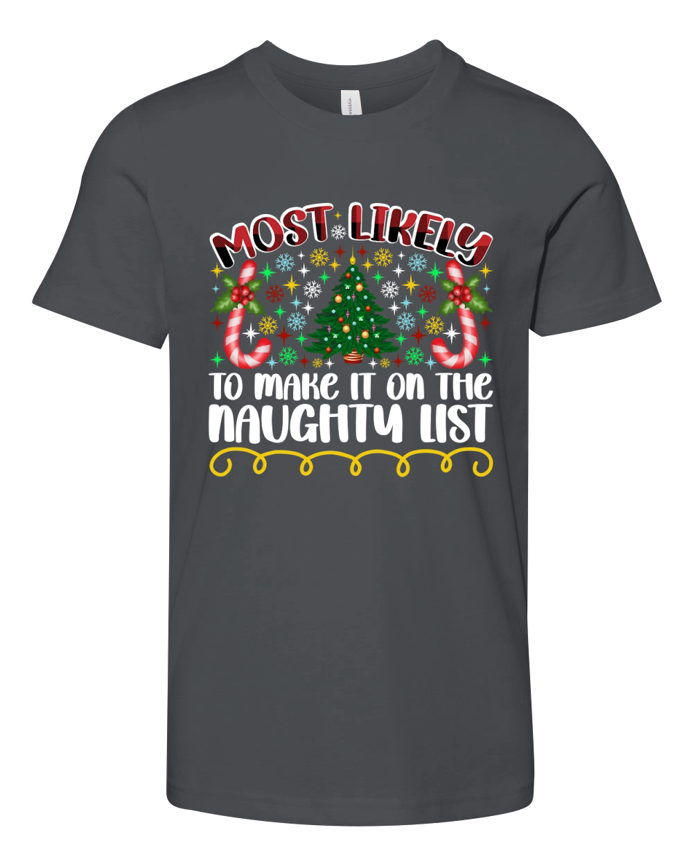 Most Likely To Make It On The Naughty List Youth Unisex Jersey Tee