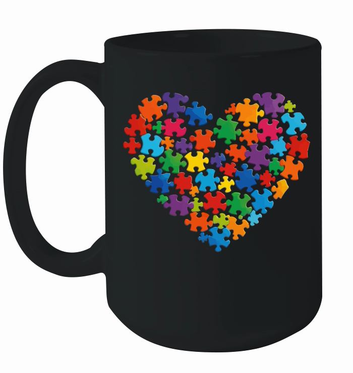 Colorful Puzzle Heart Autism Ceramic Mug