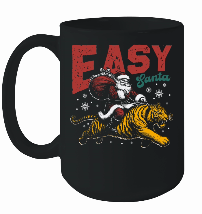 Easy Santa Riding Tiger D Color Ceramic Mug