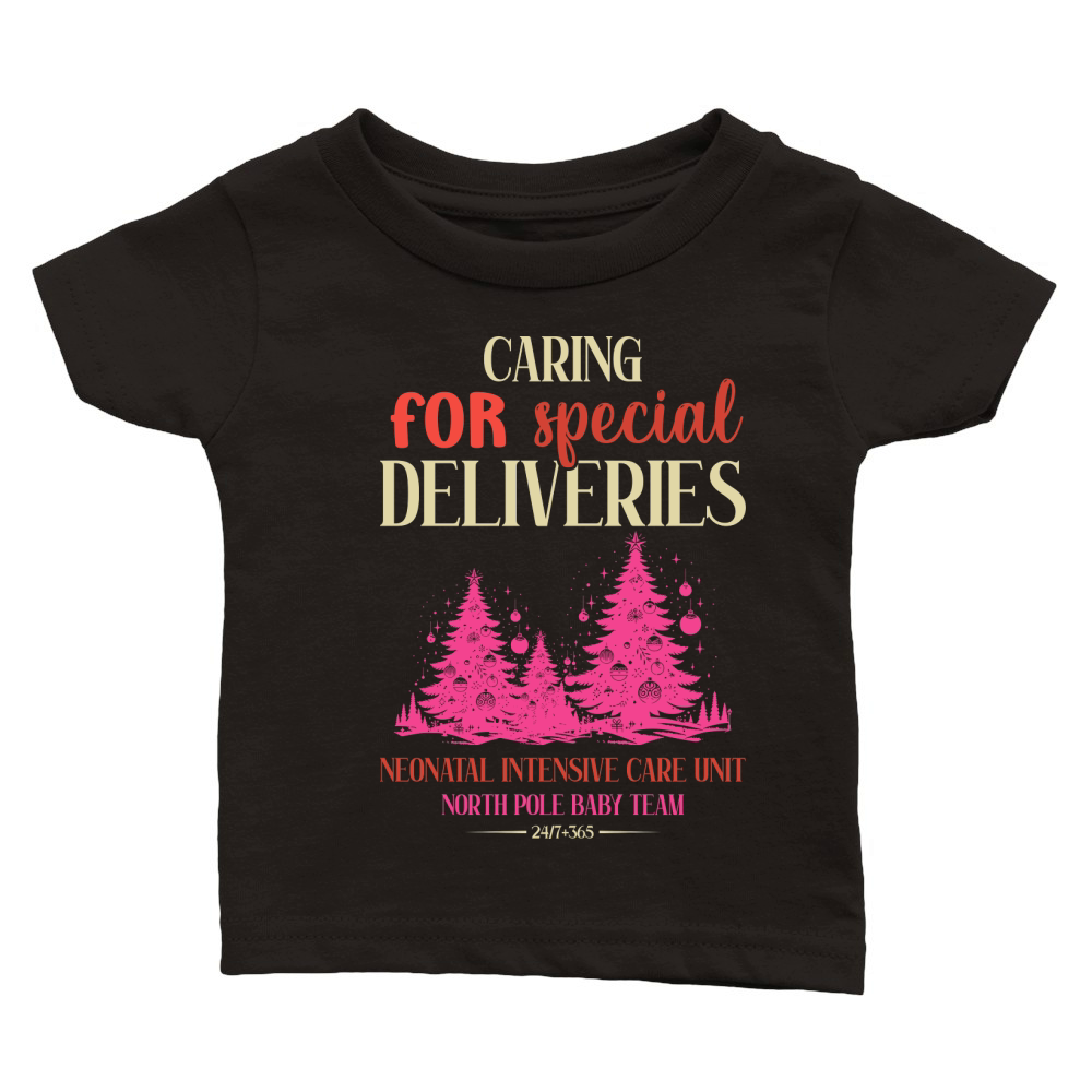 caring for special deliveries neonatal intensive care unit north pole baby team Classic Baby Crewneck T-shirt