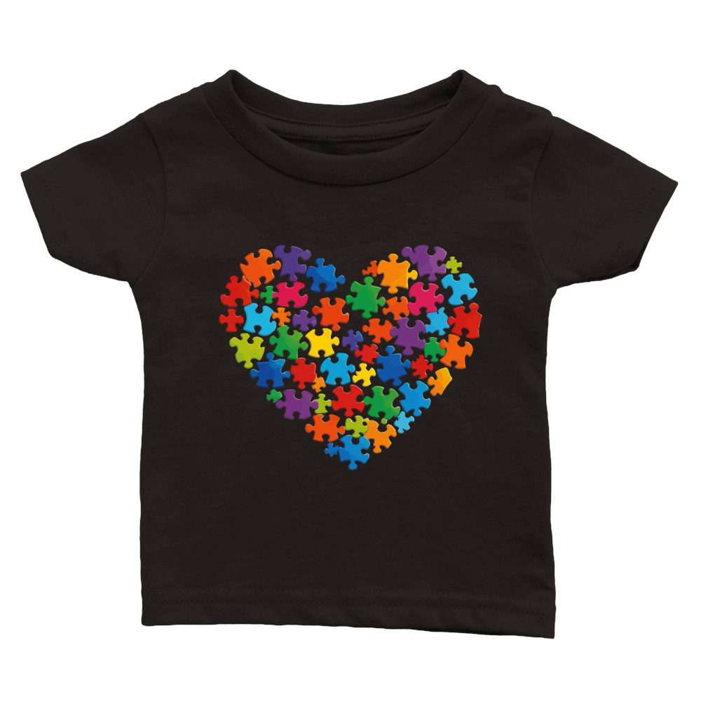 Colorful Puzzle Heart Autism Classic Baby Crewneck T-shirt