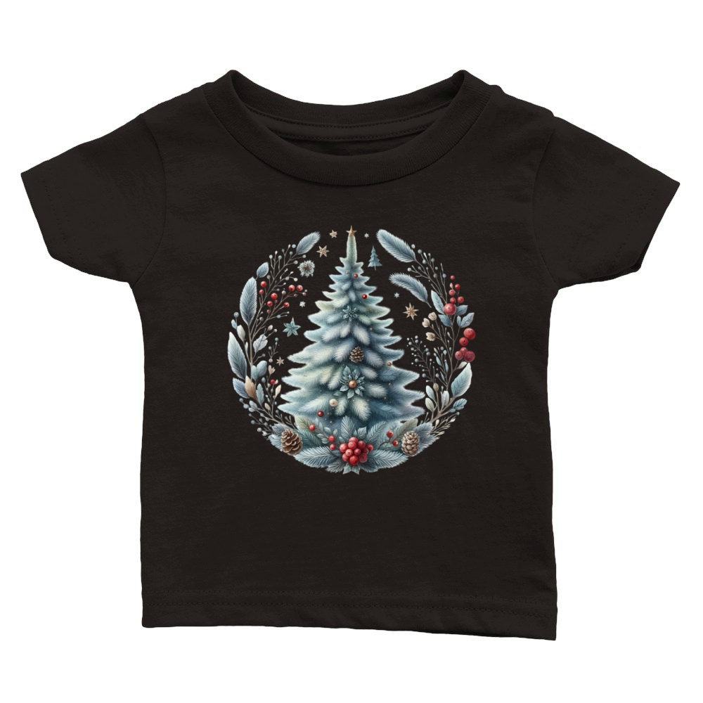 Watercolor Christmas tree Clipart 02 Classic Baby Crewneck T-shirt
