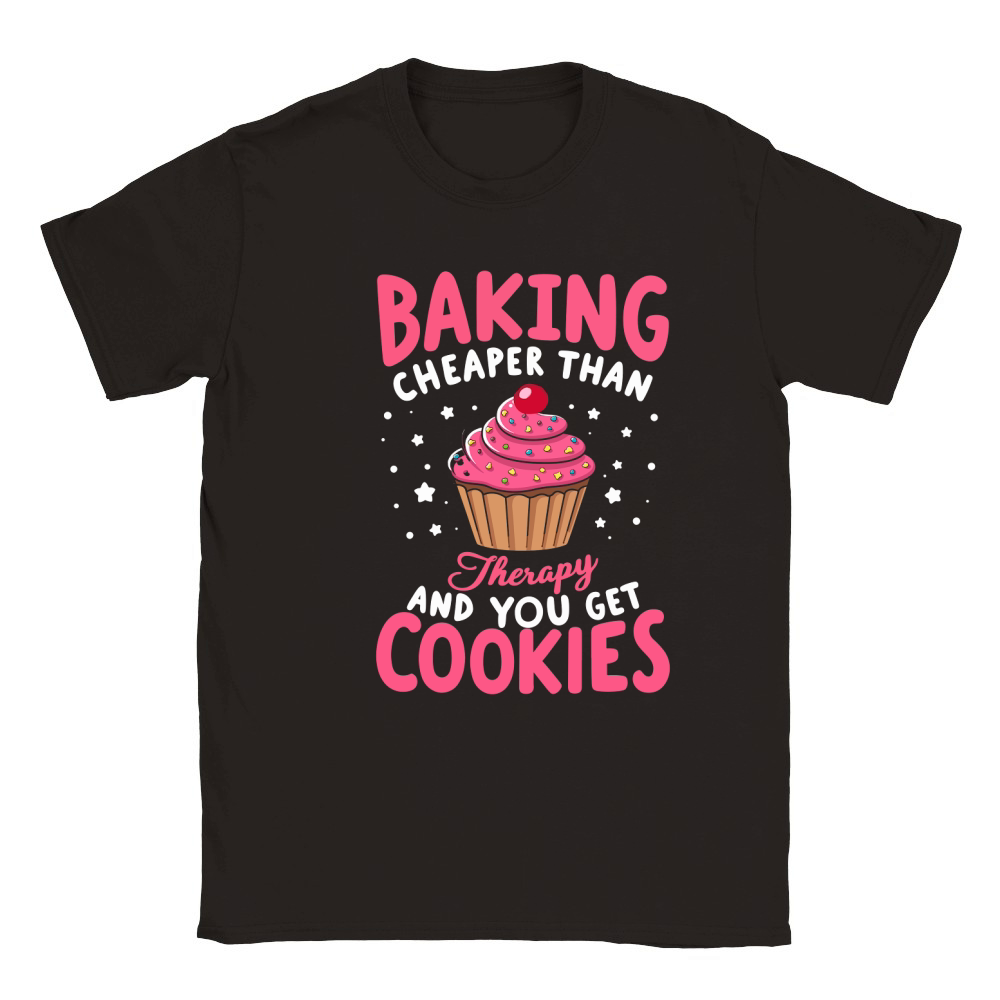 Baking cheaper than therapy and you get cookies Classic Kids Crewneck T-shirt