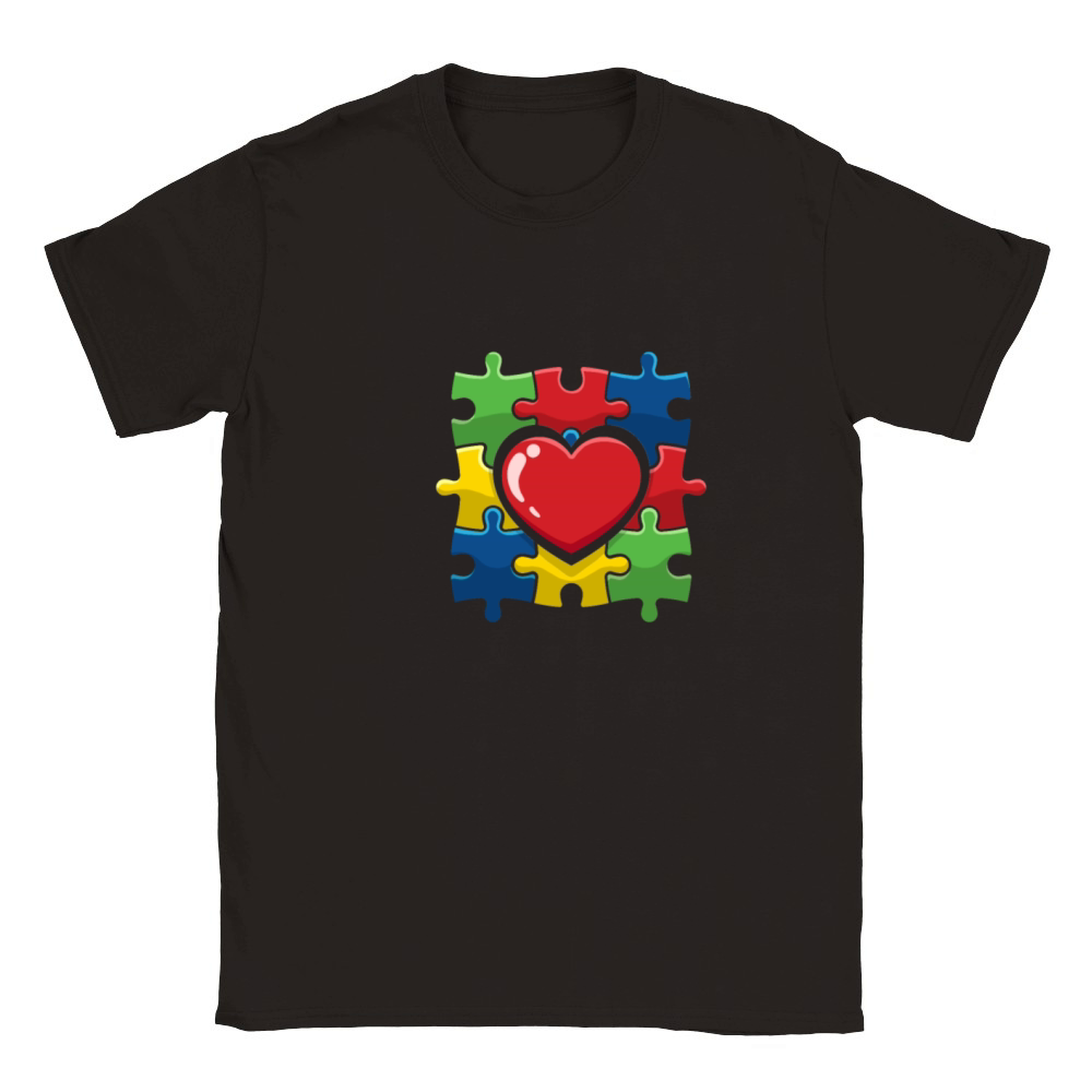 Colorful Puzzle Heart Be Kind Autism Awareness Classic Kids Crewneck T-shirt