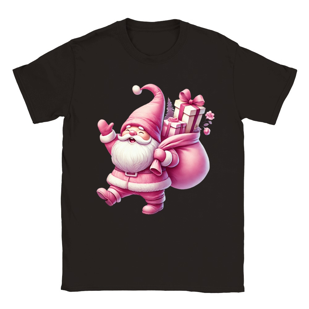 Cute Pink Christmas Coquette Gnome 03 Classic Kids Crewneck T-shirt