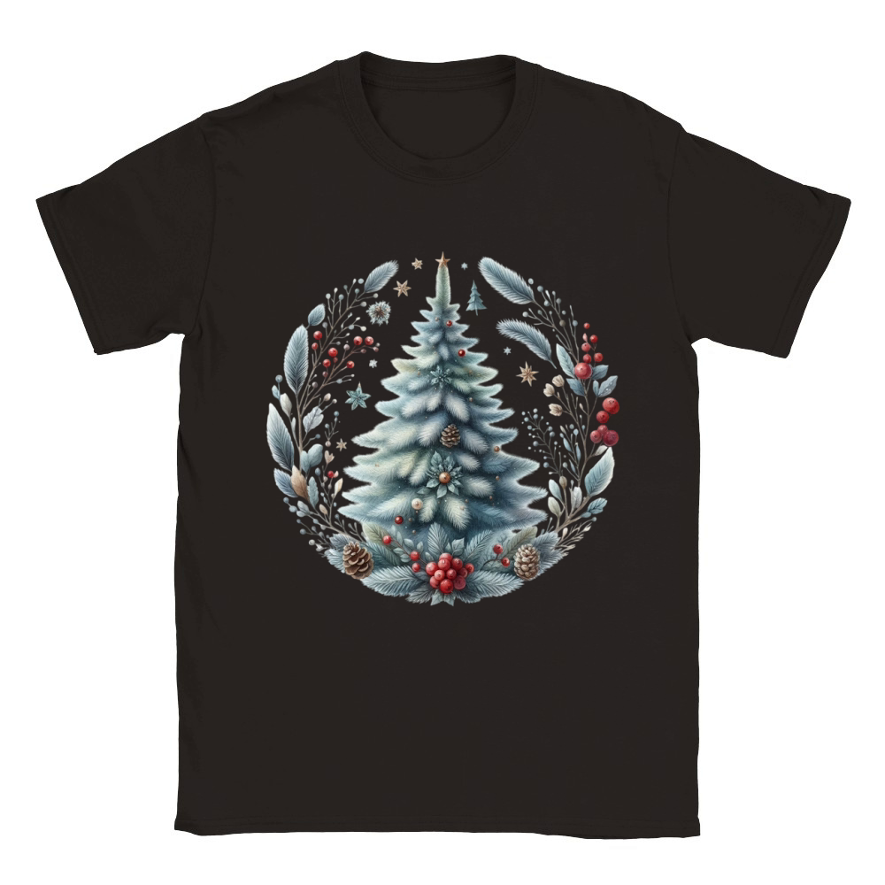 Watercolor Christmas tree Clipart 02 Classic Kids Crewneck T-shirt