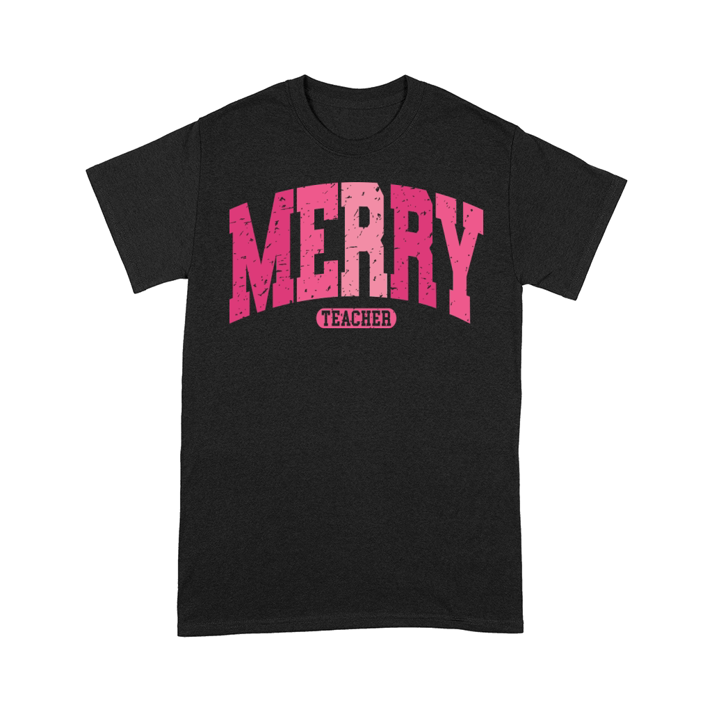 MerryTeacherPinkVarsity Retro Comfort T-shirt