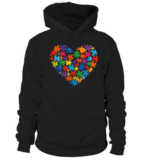 Colorful Puzzle Heart Autism Hoodie Unisex