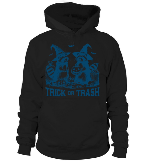 Trick Or Trash Halloween L Blue Hoodie Unisex