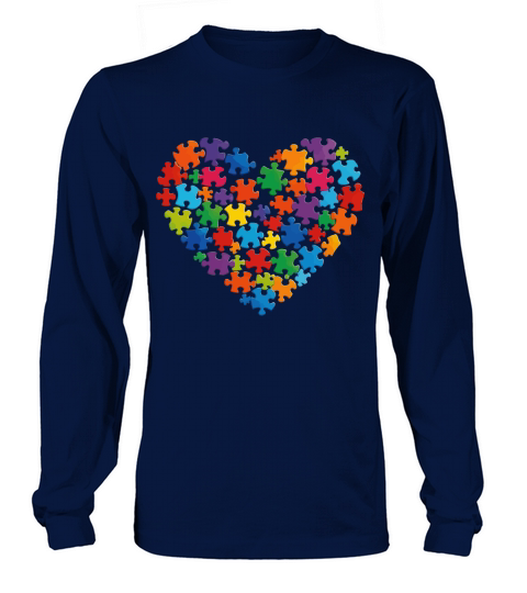 Colorful Puzzle Heart Autism Long sleeved Unisex