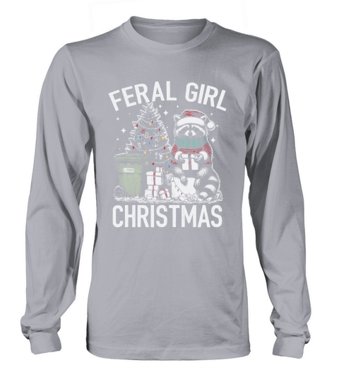Feral Girl Christmas Raccoon D Color TR Long sleeved Unisex
