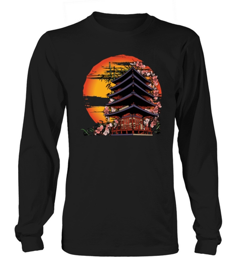Traditional Japanese Art Abstract Building Long sleeved Unisex