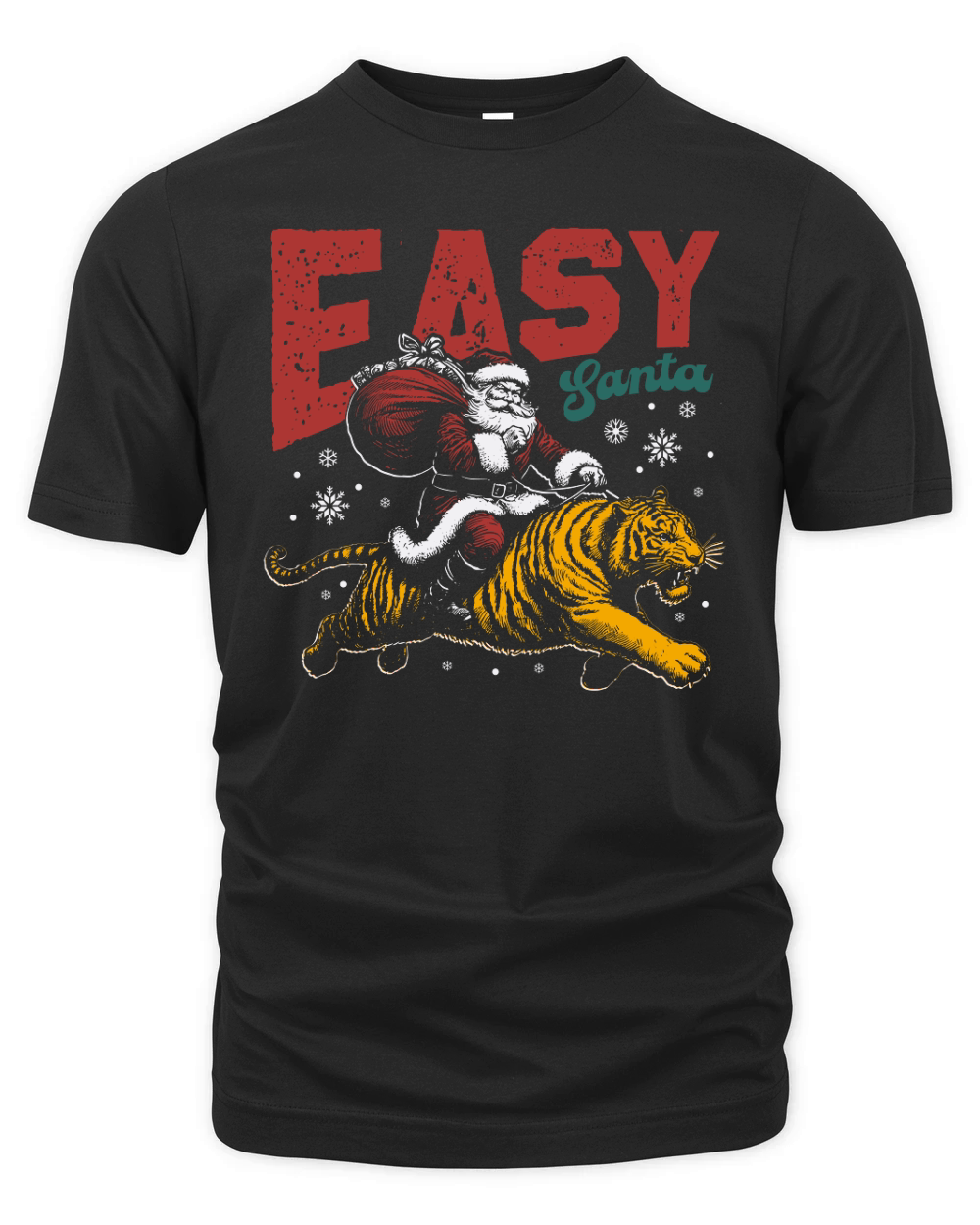 Easy Santa Riding Tiger D Color Organic Unisex T-shirt