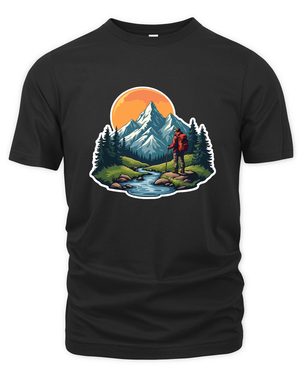Mountain explorer hiking adventure Illus 05 Organic Unisex T-shirt