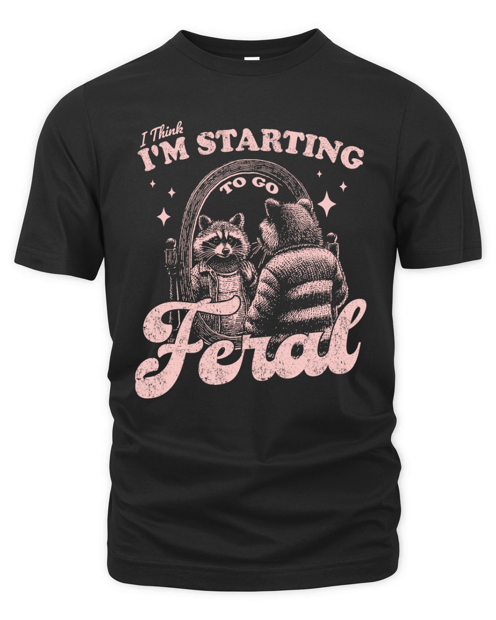 Raccoon in Mirror D Retro Pink Organic Unisex T-shirt