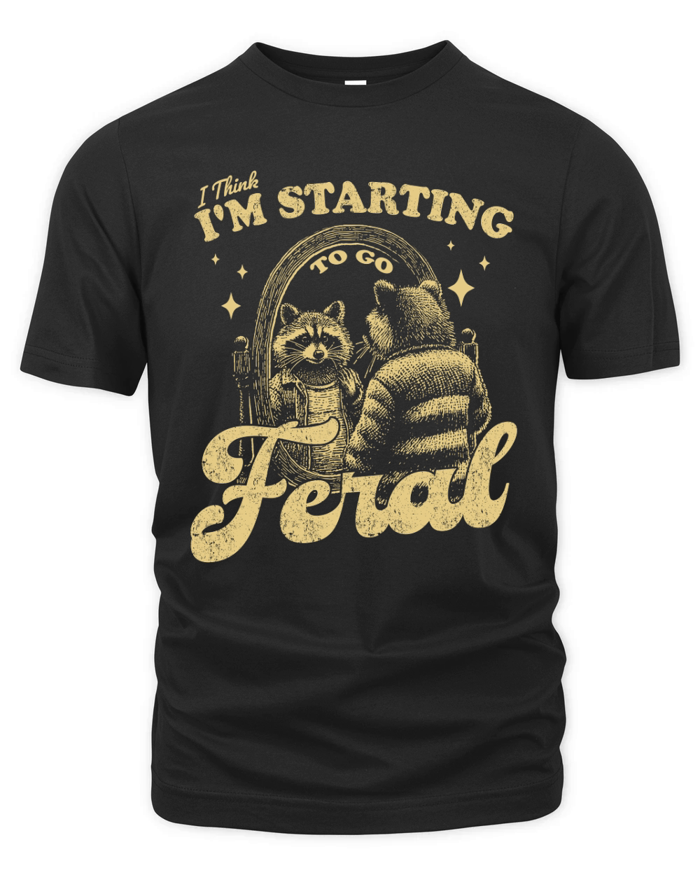 Raccoon in Mirror D Retro Yellow Organic Unisex T-shirt