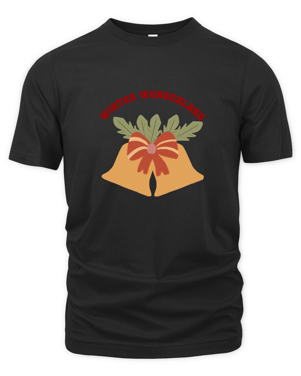 Winter Wonderland Golden bells striped bow Organic Unisex T-shirt