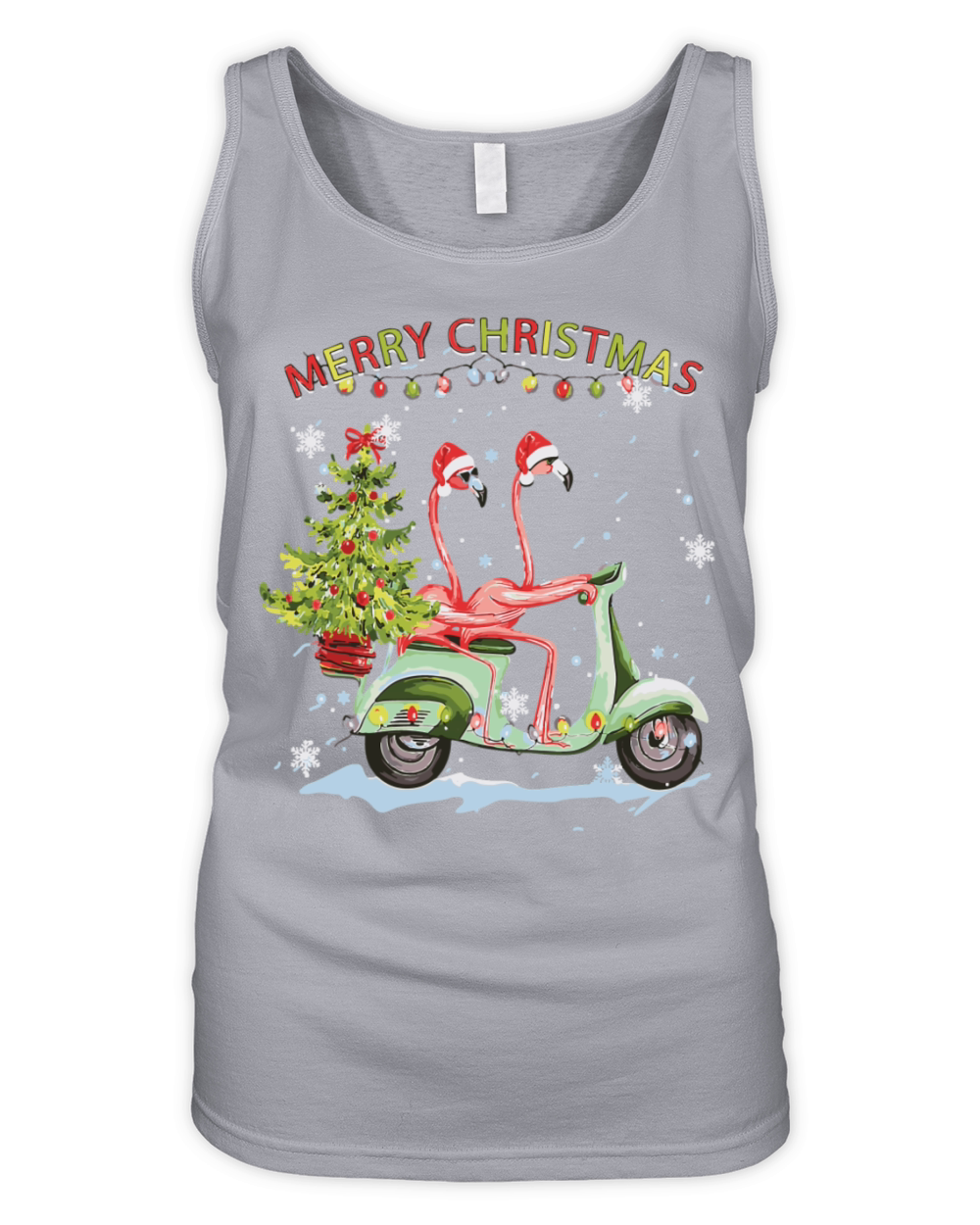 Flamingo Santa Hat Xmas Light Motobike Christmas Organic Women's Tank Top