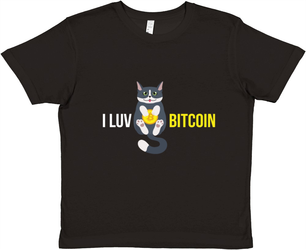 I Luv Bitcoin Cat Cryptocurrency Btc Cat Premium Kids Crewneck T-shirt