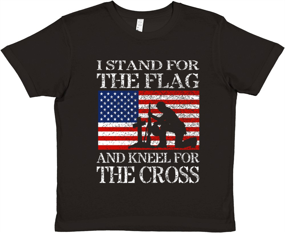 I Stand For The Flag And Kneel For The Cross Shirt Premium Kids Crewneck T-shirt