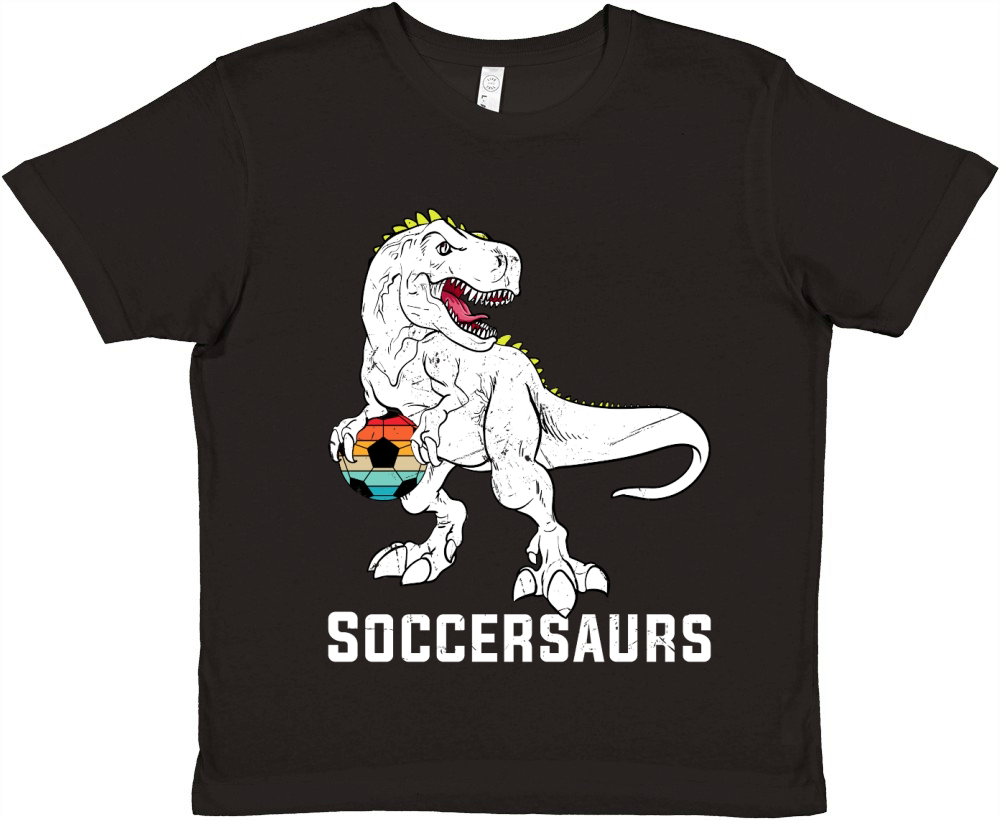 Soccer Fans Kids Gift T Rex Dinosaur Premium Kids Crewneck T-shirt