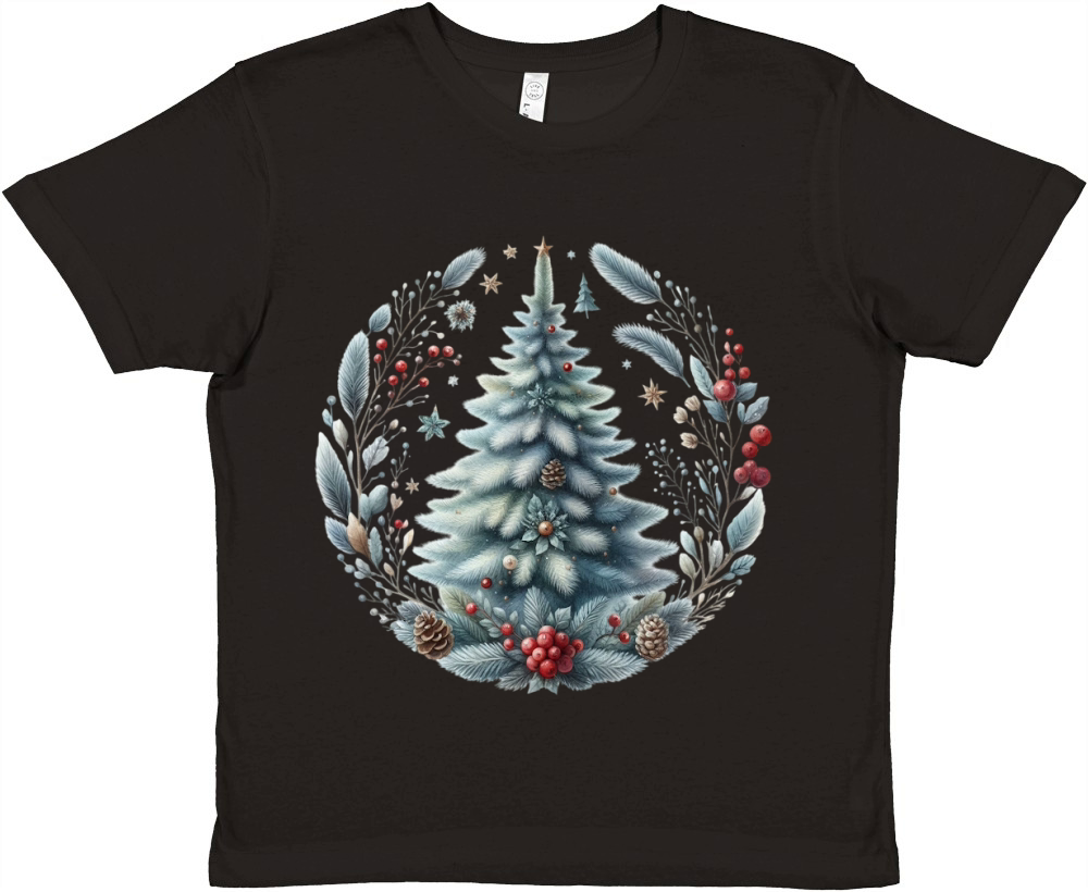 Watercolor Christmas tree Clipart 02 Premium Kids Crewneck T-shirt