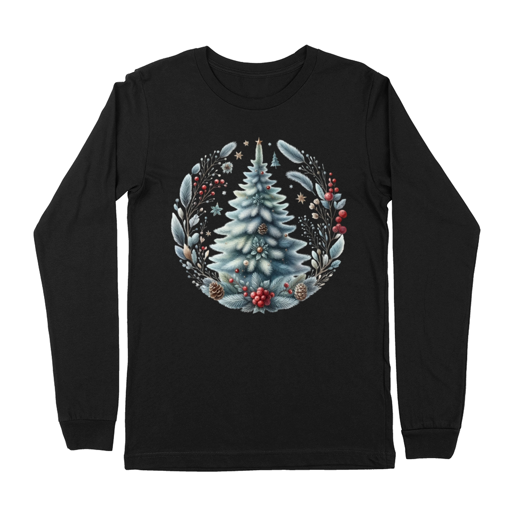 Watercolor Christmas tree Clipart 02 Premium Long Sleeve