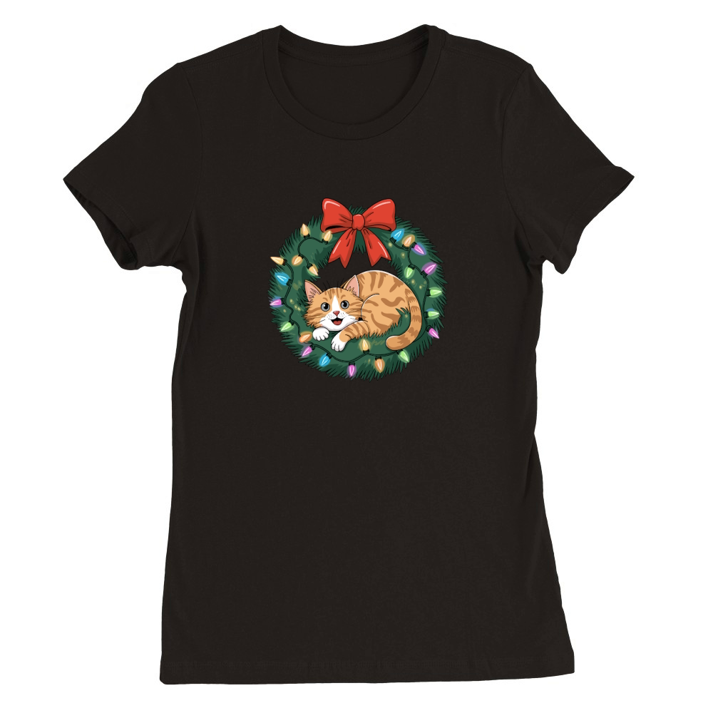 Cat wearth christmas 5 Premium Womens Crewneck T-shirt
