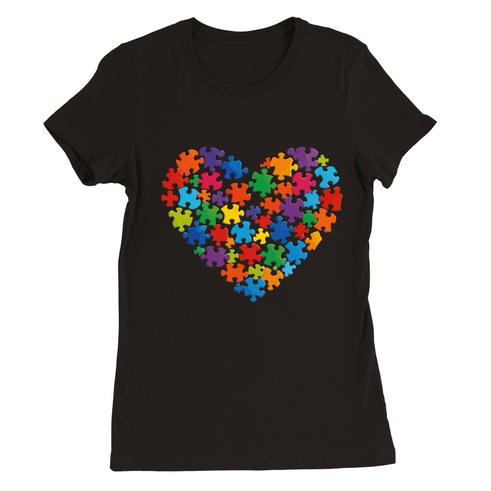 Colorful Puzzle Heart Autism Premium Womens Crewneck T-shirt