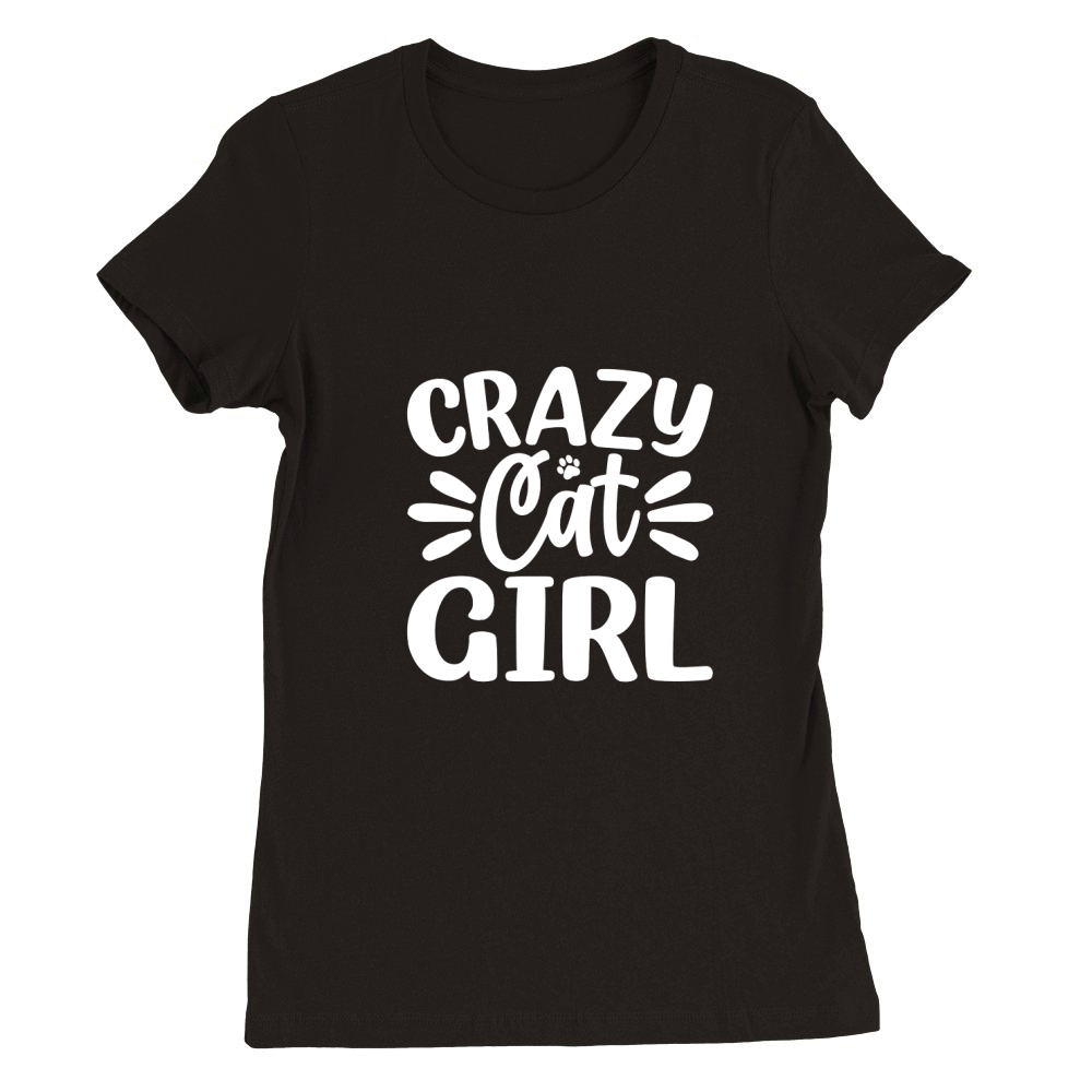 CRAZY CAT GIRL Premium Womens Crewneck T-shirt