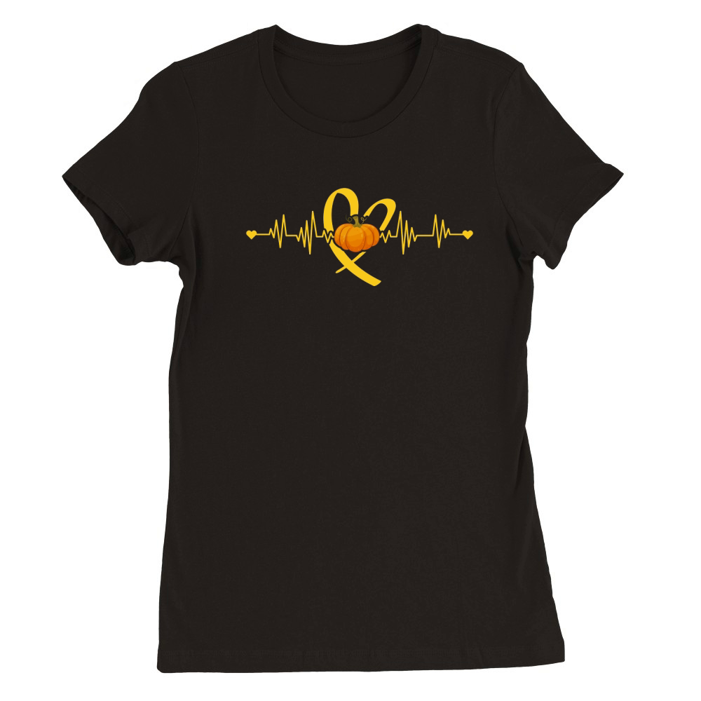 heartbeat pumpkin Premium Womens Crewneck T-shirt