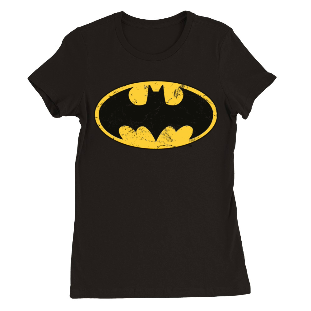 Justice League Batman Logo Vintage Premium Womens Crewneck T-shirt