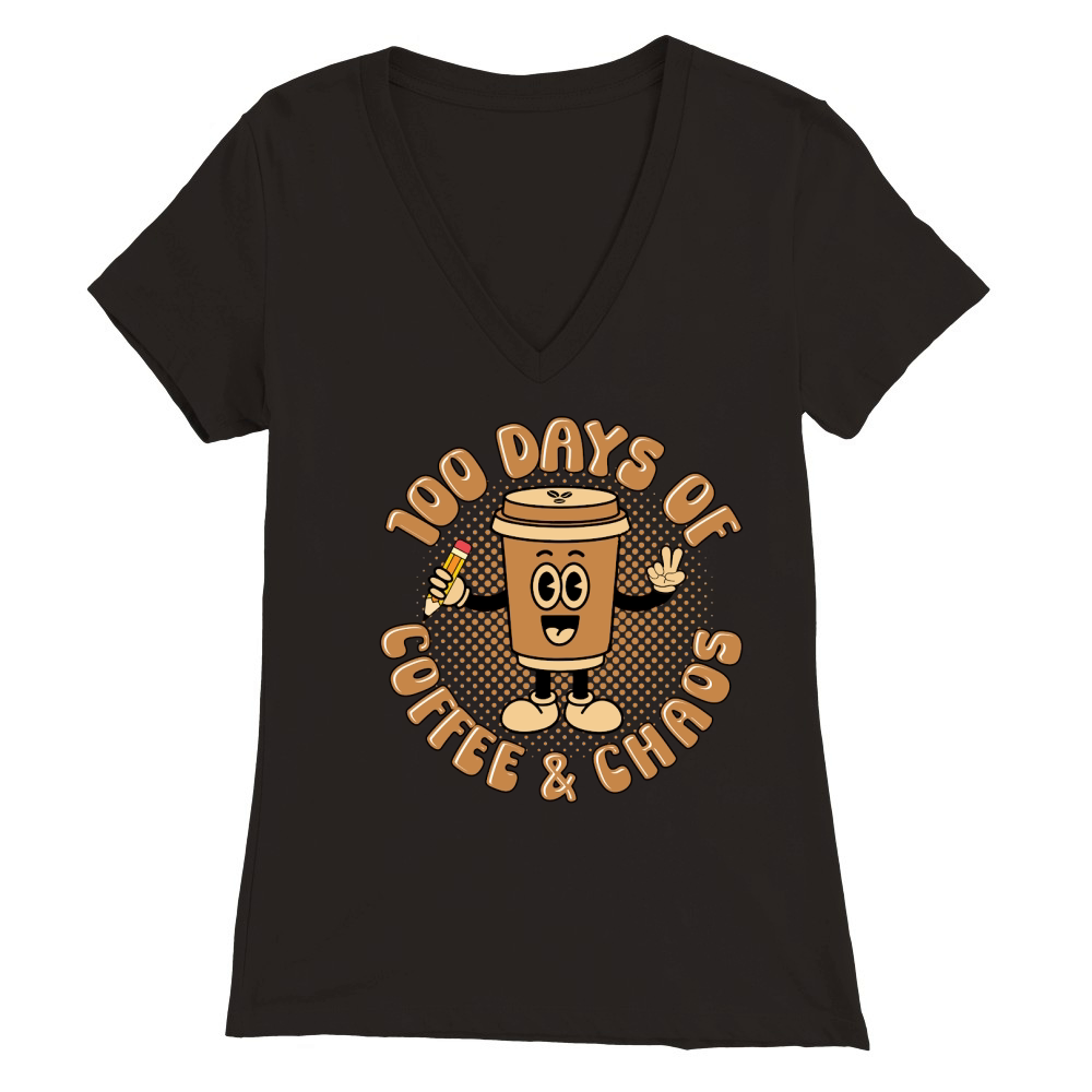 100 Days Of Coffee Premium Womens V-Neck T-shirt