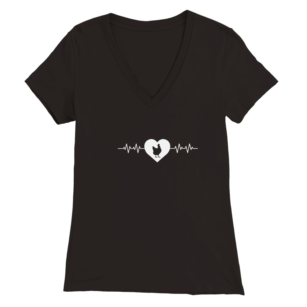 Chicken Heartbeat Premium Womens V-Neck T-shirt