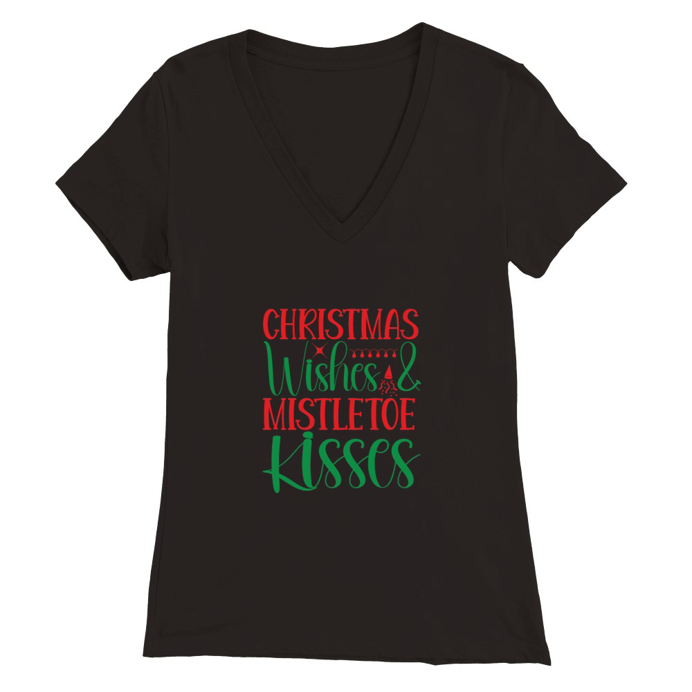 Christmas wishes & mistletoe kisses 02 Premium Womens V-Neck T-shirt