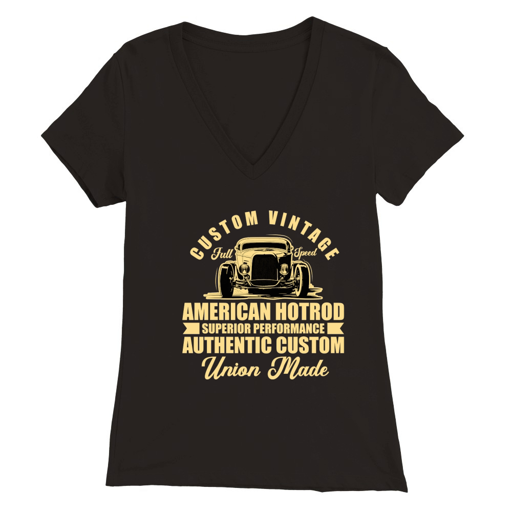 Custome Vintage Full Speed american hotrod car Premium Womens V-Neck T-shirt