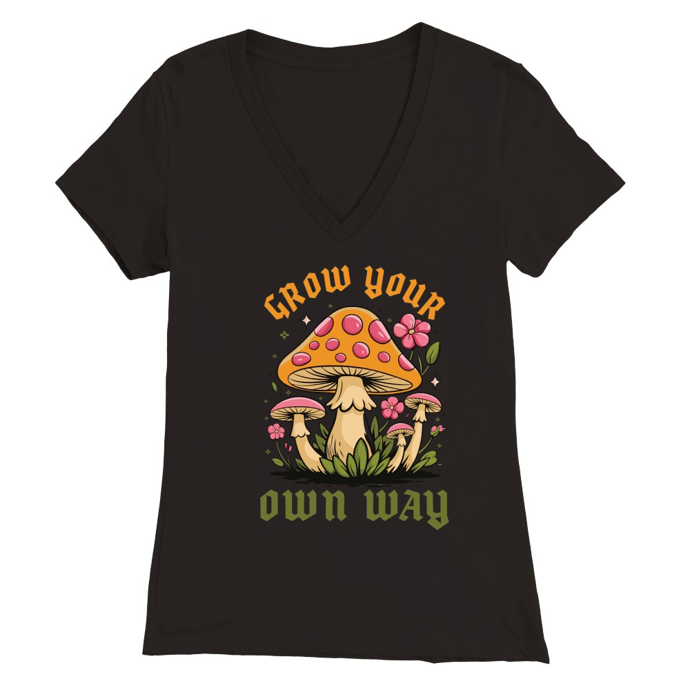 Grow Your Own Way Mushroom Premium Premium Womens V-Neck T-shirt