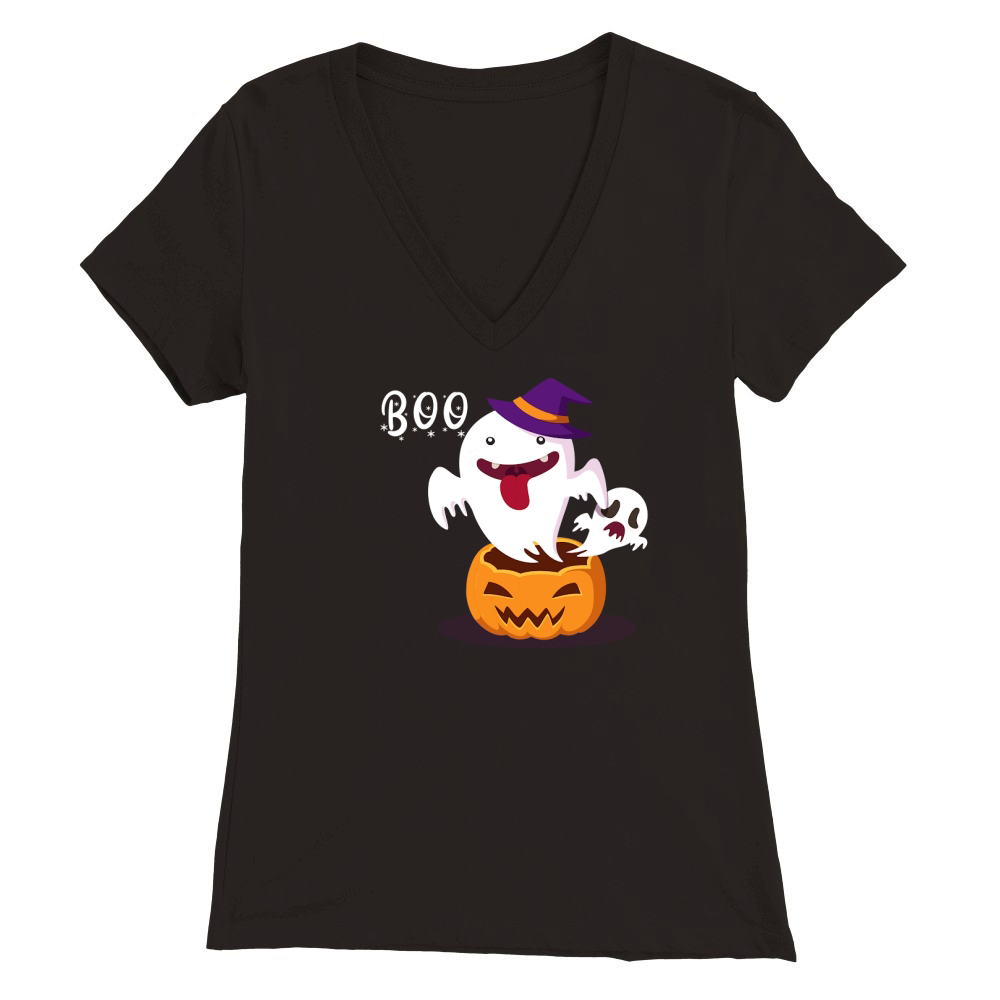 Halloween Ghost Boo 03 Premium Womens V-Neck T-shirt